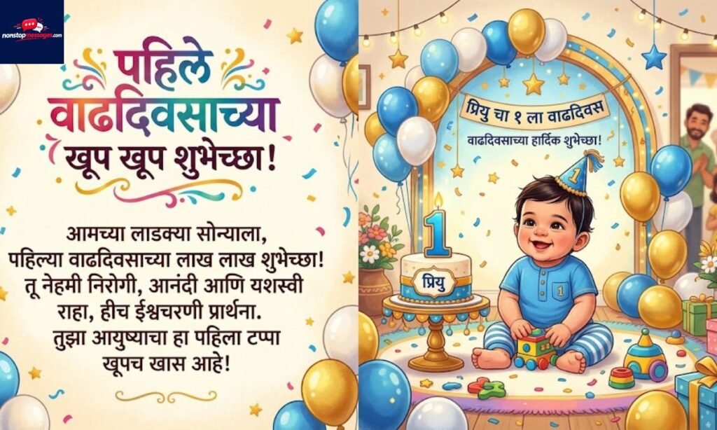 1st Birthday Wishes for Baby Boy in Marathi